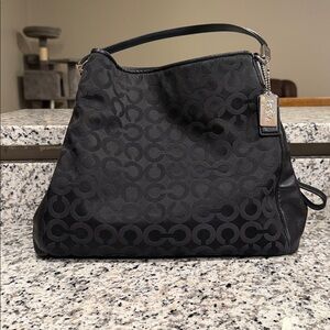 🔥Coach Signature Carriage Shoulder Bag Black Jacquard & Leather Pristine W/TAGS🔥